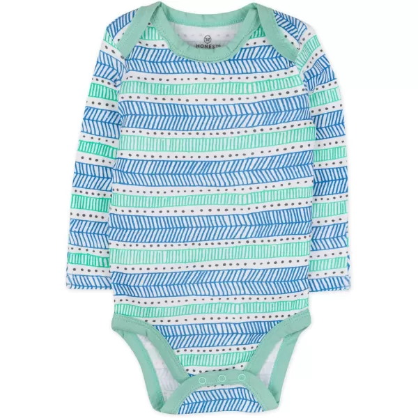 HonestBaby babyboys Multipack Long Sleeve Bodysuits Onepiece Organic Cotton for Infant Baby Boys Unisex Legacy5pack Dots amp Dashes