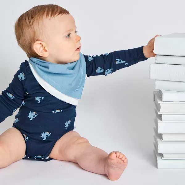HonestBaby babyboys Multipack Long Sleeve Bodysuits Onepiece Organic Cotton for Infant Baby Boys Unisex Legacy5pack Habersashery Blue