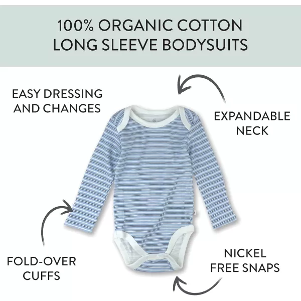 HonestBaby babyboys Multipack Long Sleeve Bodysuits Onepiece Organic Cotton for Infant Baby Boys Unisex Legacy5pack Habersashery Blue