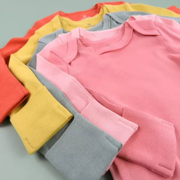 HonestBaby babygirls Multipack Long Sleeve Bodysuits Onepiece Organic Cotton for Infant Baby Girls Legacy5pack Vintage Garden