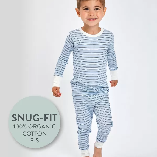 HonestBaby boys Multipack 2piece Pajamas Sleepwear Pjs 100 Organic Cotton for Infant Baby and Toddler Boys UnisexBlue Plaid