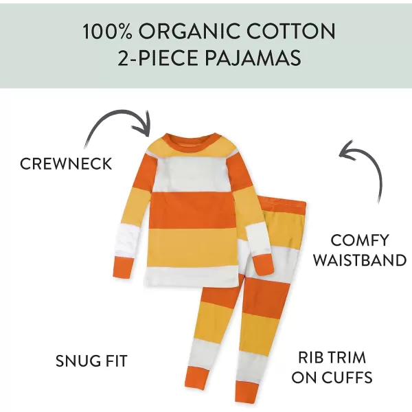 HonestBaby boys Multipack 2piece Pajamas Sleepwear Pjs 100 Organic Cotton for Infant Baby and Toddler Boys UnisexCandy Corn