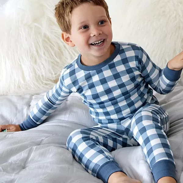 HonestBaby boys Multipack 2piece Pajamas Sleepwear Pjs 100 Organic Cotton for Infant Baby and Toddler Boys UnisexPainted Buffalo Navy Blue