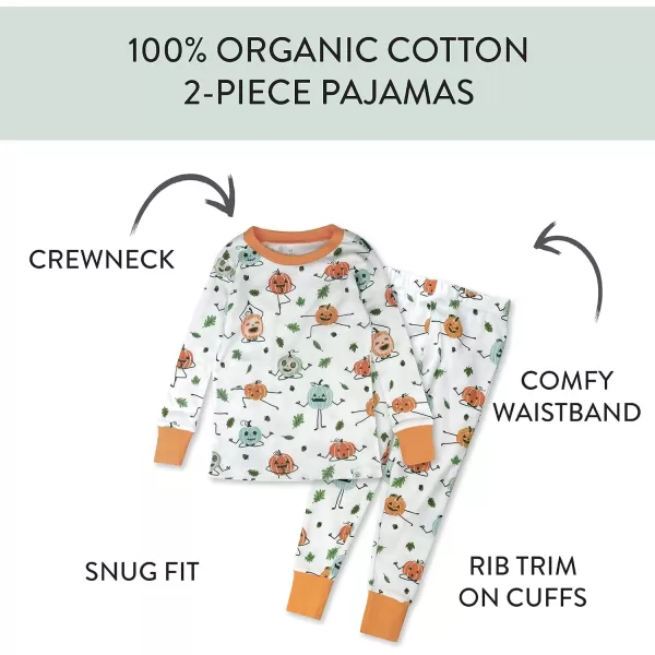 HonestBaby boys Multipack 2piece Pajamas Sleepwear Pjs 100 Organic Cotton for Infant Baby and Toddler Boys UnisexPumpkin Posin