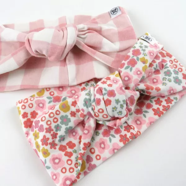 HonestBaby unisex baby Organic Cotton Headband Multipacks Headwrap 10pack Rainbow Girl One Size US2Pack Meadow Floral Pink Blush One Size