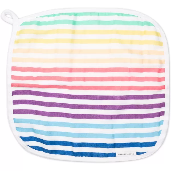 HonestBaby unisex baby Organic Cotton Washcloth MultiPack Winter Accessory Set 5pack Bright White One Size US5pack Rainbow Stripe One Size