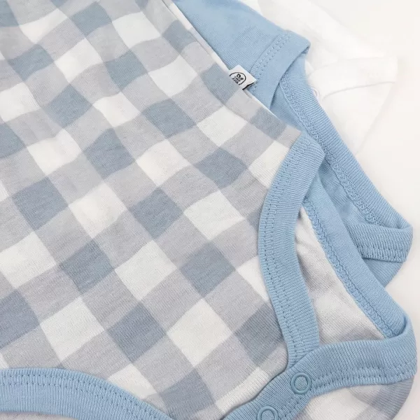 HonestBaby unisexbaby 3pack Long Sleeve Sidesnap Kimono Bodysuits Organic Cotton for Infant Baby Boys Girls UnisexBlue Painted Buffalo Check