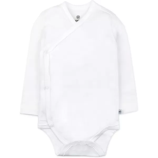 HonestBaby unisexbaby 3pack Long Sleeve Sidesnap Kimono Bodysuits Organic Cotton for Infant Baby Boys Girls UnisexBright White
