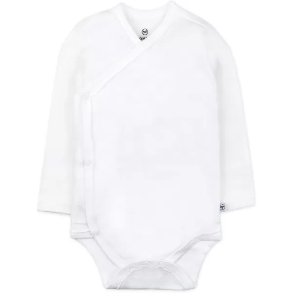 HonestBaby unisexbaby 3pack Long Sleeve Sidesnap Kimono Bodysuits Organic Cotton for Infant Baby Boys Girls UnisexBright White