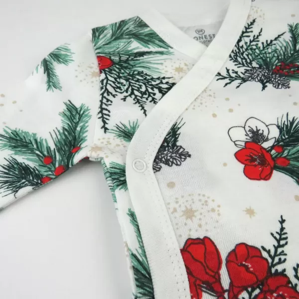 HonestBaby unisexbaby 3pack Long Sleeve Sidesnap Kimono Bodysuits Organic Cotton for Infant Baby Boys Girls UnisexEmerald Floral
