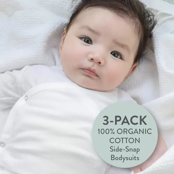 HonestBaby unisexbaby 3pack Long Sleeve Sidesnap Kimono Bodysuits Organic Cotton for Infant Baby Boys Girls UnisexHonestly Pure White