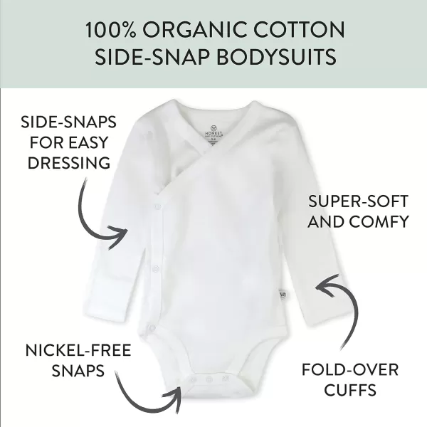 HonestBaby unisexbaby 3pack Long Sleeve Sidesnap Kimono Bodysuits Organic Cotton for Infant Baby Boys Girls UnisexHonestly Pure White