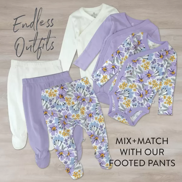 HonestBaby unisexbaby 3pack Long Sleeve Sidesnap Kimono Bodysuits Organic Cotton for Infant Baby Boys Girls UnisexJumbo Floral Lilac