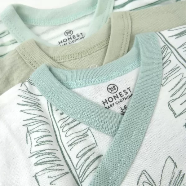 HonestBaby unisexbaby 3pack Long Sleeve Sidesnap Kimono Bodysuits Organic Cotton for Infant Baby Boys Girls UnisexJumbo Leaf Sage