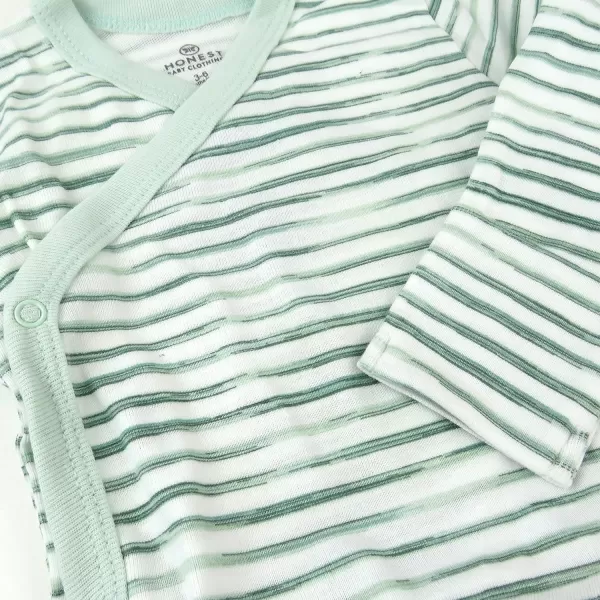 HonestBaby unisexbaby 3pack Long Sleeve Sidesnap Kimono Bodysuits Organic Cotton for Infant Baby Boys Girls UnisexJumbo Leaf Sage