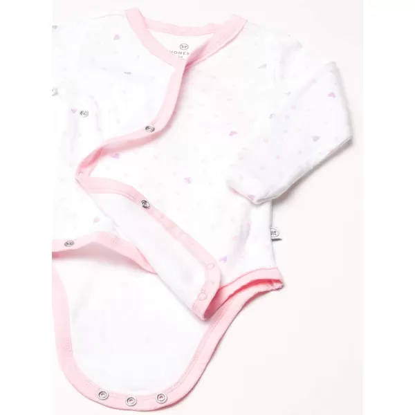HonestBaby unisexbaby 3pack Long Sleeve Sidesnap Kimono Bodysuits Organic Cotton for Infant Baby Boys Girls UnisexLove Dot