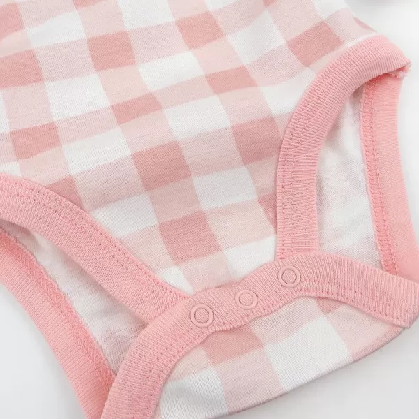 HonestBaby unisexbaby 3pack Long Sleeve Sidesnap Kimono Bodysuits Organic Cotton for Infant Baby Boys Girls UnisexPeach Skin Painted Buffalo Check