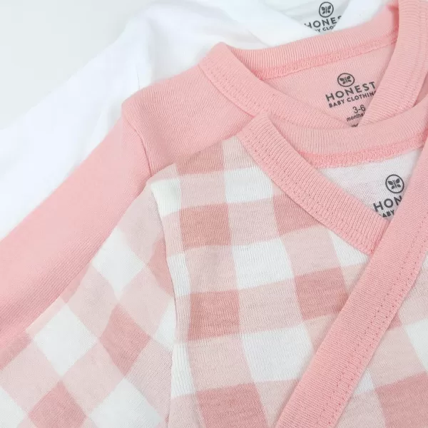 HonestBaby unisexbaby 3pack Long Sleeve Sidesnap Kimono Bodysuits Organic Cotton for Infant Baby Boys Girls UnisexPeach Skin Painted Buffalo Check