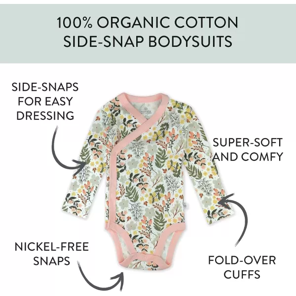 HonestBaby unisexbaby 3pack Long Sleeve Sidesnap Kimono Bodysuits Organic Cotton for Infant Baby Boys Girls UnisexScottish Ivy