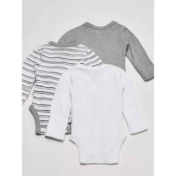 HonestBaby unisexbaby 3pack Long Sleeve Sidesnap Kimono Bodysuits Organic Cotton for Infant Baby Boys Girls UnisexSketchy Stripe