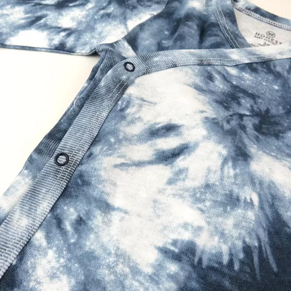 HonestBaby unisexbaby 3pack Long Sleeve Sidesnap Kimono Bodysuits Organic Cotton for Infant Baby Boys Girls UnisexTie Dye Blues