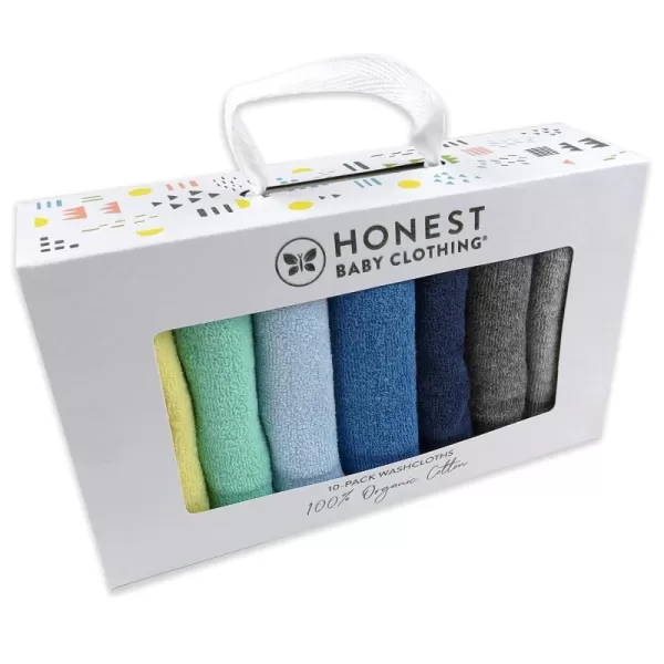 HonestBaby 10Pack Organic Cotton BabyTerry Wash Cloths Rainbow Pinks One SizeOne Size 10pack Rainbow Blues