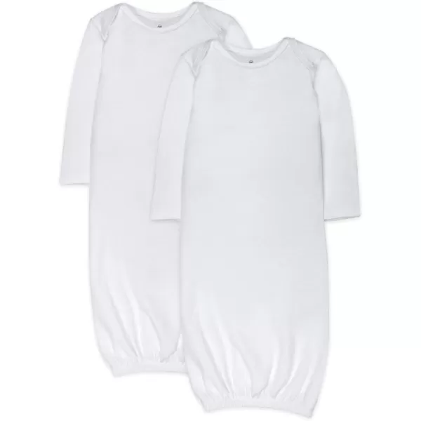HonestBaby 2Pack Sleeper Gowns Layette Sets 100 Organic Cotton for Newborn Baby Boys Girls UnisexBright White