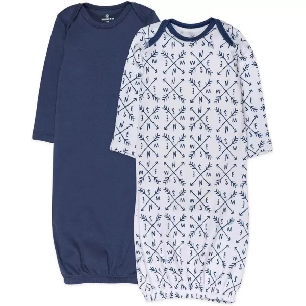 HonestBaby 2Pack Sleeper Gowns Layette Sets 100 Organic Cotton for Newborn Baby Boys Girls UnisexCompass