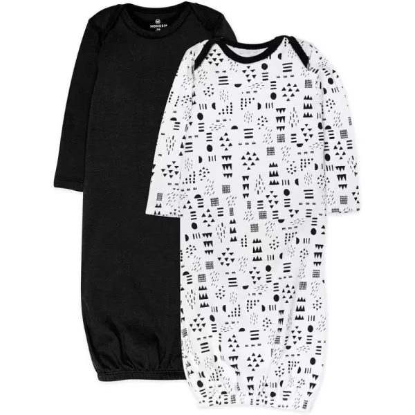 HonestBaby 2Pack Sleeper Gowns Layette Sets 100 Organic Cotton for Newborn Baby Boys Girls UnisexPattern Play