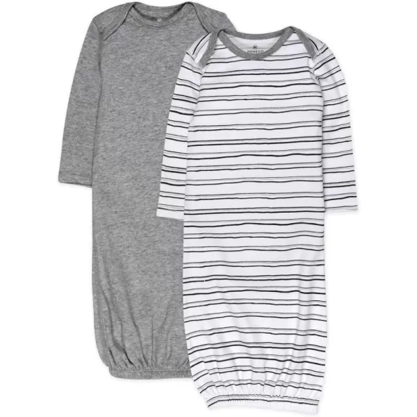 HonestBaby 2Pack Sleeper Gowns Layette Sets 100 Organic Cotton for Newborn Baby Boys Girls UnisexSketchy Stripe
