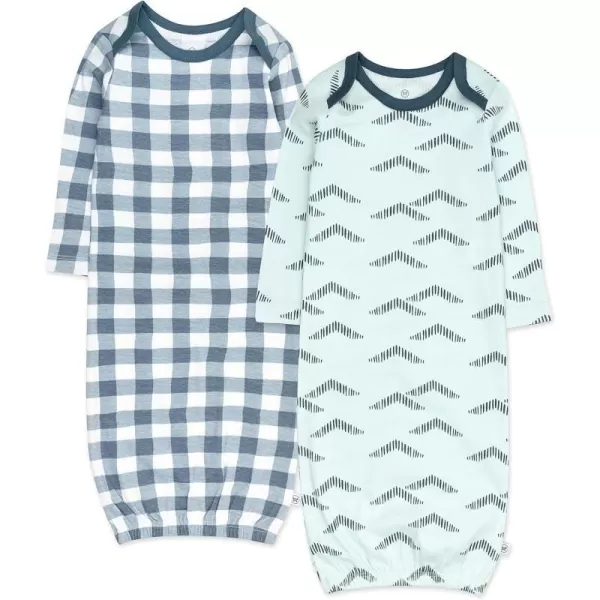HonestBaby 2Pack Sleeper Gowns Layette for Infant Boys Girls Unisex Baby 100 Organic CottonPainted Buffalo Navy Blue