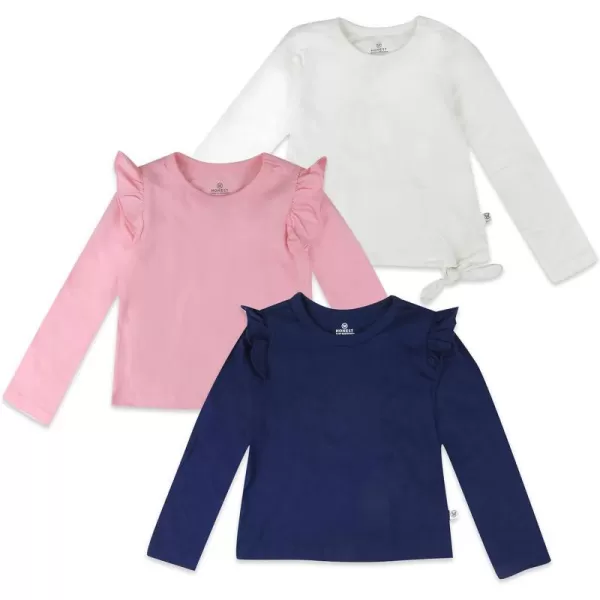 HonestBaby 3Pack Organic Cotton Flutter Long Sleeve Fashion TShirts LegacyBlue Ribbon