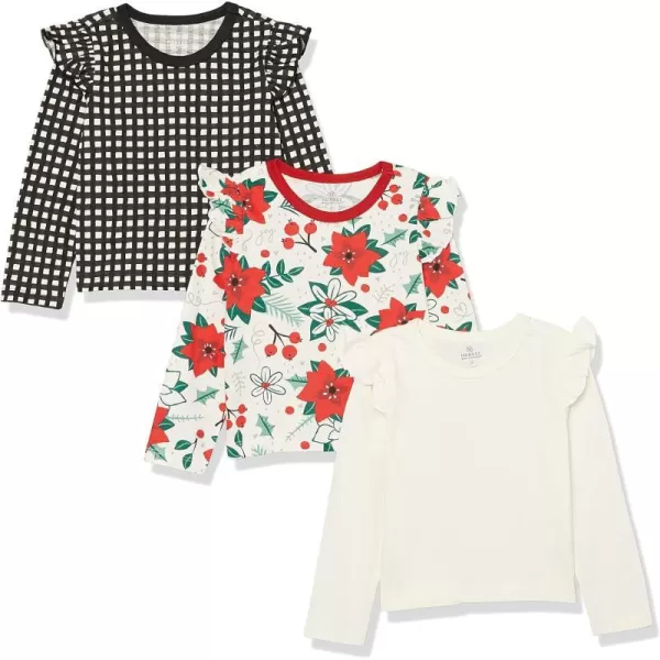 HonestBaby 3Pack Organic Cotton Flutter Long Sleeve Fashion TShirtsHoliday Floral