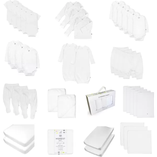 HonestBaby 50Piece Oh Baby Organic Cotton Set in a Gift BoxPure White