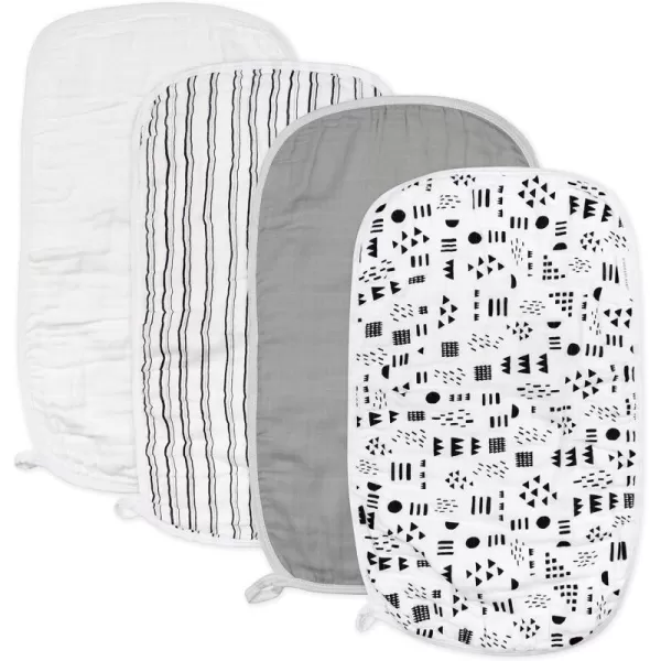 HonestBaby Baby Organic Cotton MultiLayer Burp Cloths Multipack Pattern Play One SizeOne Size 4pack Pattern Play