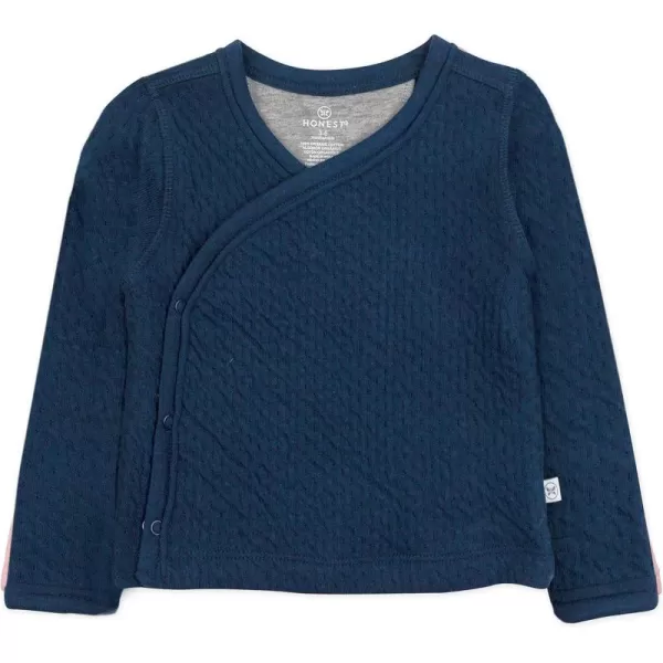 HonestBaby Baby SideSnap Matelasse Mini Quilted Cozy 100 Organic Cotton TopDark Navy