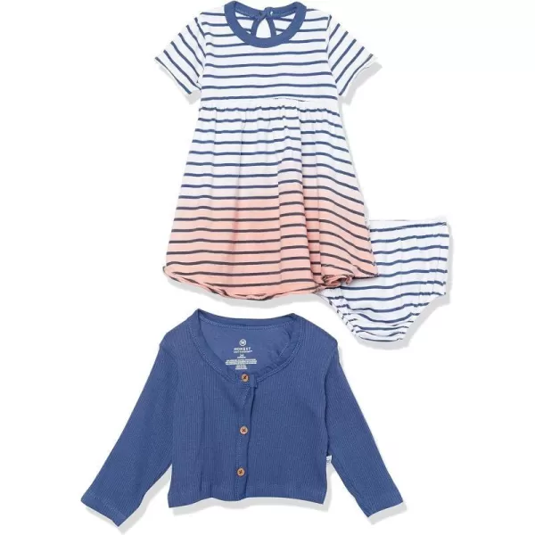 HonestBaby Fashion Outfit Sets Tops and Bottoms 100 Organic Cotton for Baby Toddler Girls LEGACY2 Dip Dye Pink and Navy
