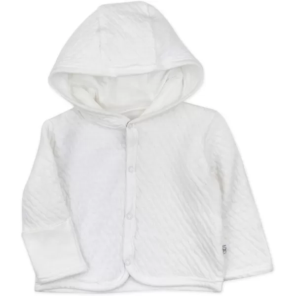 HonestBaby Front Hooded Jackets Sidesnap Top Hoodies in Cozy 100 Organic Cotton Infant Baby Boys Girls UnisexBright White