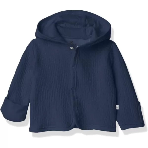 HonestBaby Front Hooded Jackets Sidesnap Top Hoodies in Cozy 100 Organic Cotton Infant Baby Boys Girls UnisexDark Navy