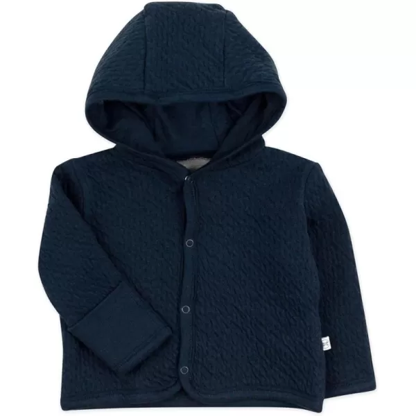 HonestBaby Front Hooded Jackets Sidesnap Top Hoodies in Cozy 100 Organic Cotton Infant Baby Boys Girls UnisexDark Navy Matelasse