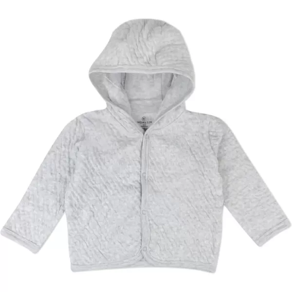 HonestBaby Front Hooded Jackets Sidesnap Top Hoodies in Cozy 100 Organic Cotton Infant Baby Boys Girls UnisexLight Gray Heather