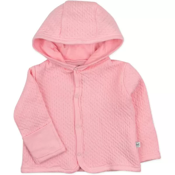 HonestBaby Front Hooded Jackets Sidesnap Top Hoodies in Cozy 100 Organic Cotton Infant Baby Boys Girls UnisexPink