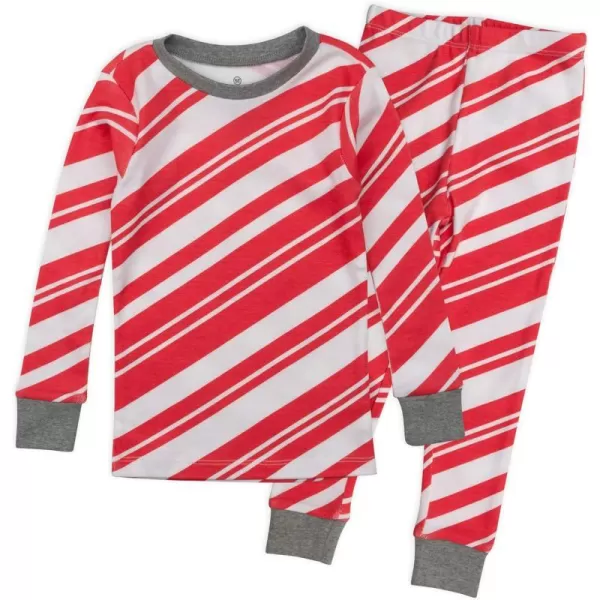 HonestBaby Multipack 2 4Piece Pajamas Sleepwear Holiday 100 Organic Cotton Infant Baby and Toddler Boys Girls UnisexCandy Cane