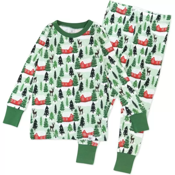HonestBaby Multipack 2 4Piece Pajamas Sleepwear Holiday 100 Organic Cotton Infant Baby and Toddler Boys Girls UnisexCozy Cabin