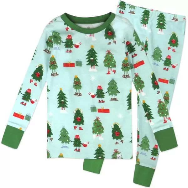 HonestBaby Multipack 2 4Piece Pajamas Sleepwear Holiday 100 Organic Cotton Infant Baby and Toddler Boys Girls UnisexHoliday Skate