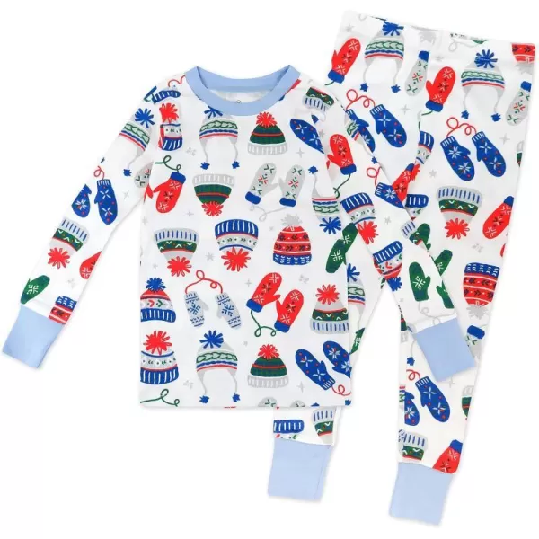 HonestBaby Multipack 2 4Piece Pajamas Sleepwear Holiday 100 Organic Cotton Infant Baby and Toddler Boys Girls UnisexNordic Knits Blue
