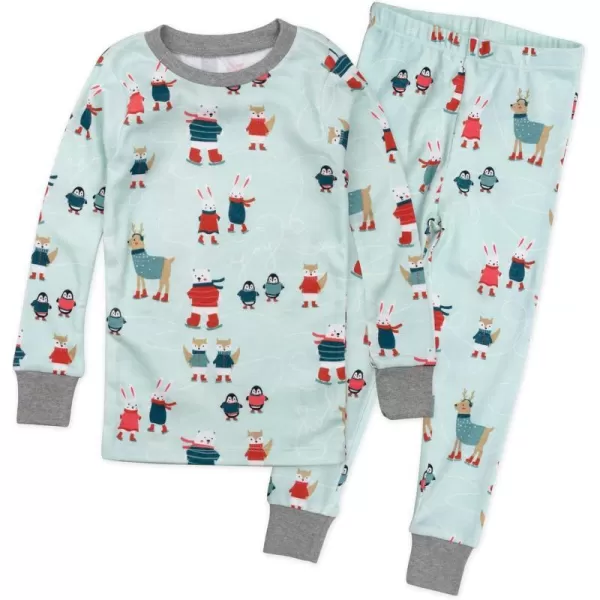 HonestBaby Multipack 2 4Piece Pajamas Sleepwear Holiday 100 Organic Cotton Infant Baby and Toddler Boys Girls UnisexSkating Buddies