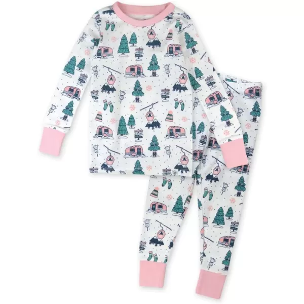 HonestBaby Multipack 2 4Piece Pajamas Sleepwear Holiday 100 Organic Cotton Infant Baby and Toddler Boys Girls UnisexSki Trip