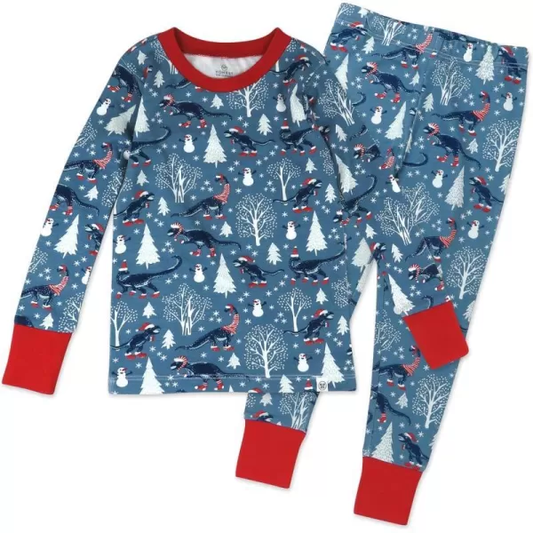 HonestBaby Multipack 2 4Piece Pajamas Sleepwear Holiday 100 Organic Cotton Infant Baby and Toddler Boys Girls UnisexWinter Dinoland