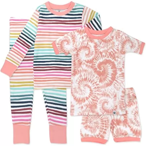 HonestBaby Multipack 2Piece Pajamas Sleepwear Pjs 100 Organic Cotton for Infant Baby Toddler Girls LegacyDreamy Stripe